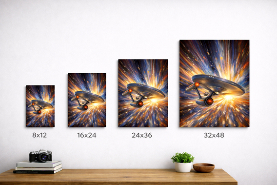 A Walk Through the Cosmos - Multiverse Abstract Painting Style Wall Art Poster | Portrait size chart