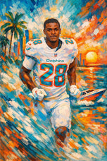 De’Von Achane Miami Dolphins NFL Wall Art Poster | Portrait