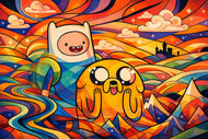 Finn & Jake Adventure Time Abstract Wall Art Poster | Landscape