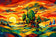 Adventure Time Tree Fort Abstract Wall Art Poster | Landscape
