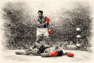 Muhammad Ali's Moment of Greatness Sketch Wall Art Poster | Landscape
