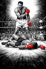 Muhammad Ali Iconic Phantom Punch Ink Wall Art Poster | Portrait