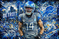 Amon-Ra St. Brown Detroit Lions NFL Wall Art Poster | Landscape