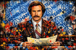 Ron Burgundy Anchorman Paint Splatter Wall Art Poster | Landscape