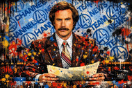 Ron Burgundy Anchorman Paint Splatter Wall Art Poster | Landscape
