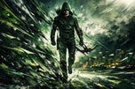 Oliver Queen Green Arrow Abstract Wall Art Poster | Landscape