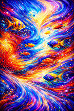 Ocean Nebula - Vibrant Tropical Fish Ocean Wall Art | Portrait