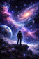 Astronaut Gazing Into a Vibrant Galaxy Wall Art Poster | Portrait