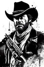 Arthur Morgan Red Dead Redemption 2 Ink Style Wall Art Poster | Portrait