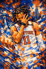 Jalen Brunson New York Knicks NBA Abstract Wall Art Poster | Portrait