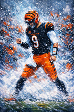 Joe Burrow Cincinnati Bengals NFL Snow Wall Art Poster | Portrait