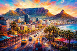 Cape Town Vibrant Coastal Skyline Wall Art Poster | Landscape
