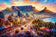 Cape Town Vibrant Coastal Skyline Wall Art Poster | Landscape
