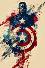 Captain America Paint Splatter Wall Art Poster | Portrait