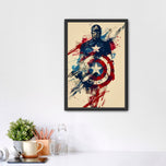 Captain America Paint Splatter Wall Art Poster | Portrait