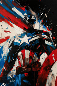 Captain America Abstract Wall Art Poster | Portrait