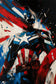 Captain America Abstract Wall Art Poster | Portrait