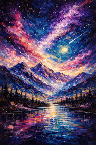 Astral Mountain Valley Painting Wall Art Poster | Portrait