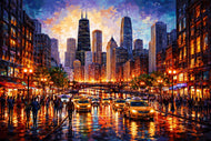 Chicago Skyline City Life Wall Art Poster | Landscape