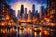 Chicago Skyline City Life Wall Art Poster | Landscape