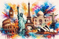 Wonders of the World Collage Wall Art Poster | Landscape