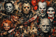 Horror Cinema Icons Collage Wall Art Poster | Landscape