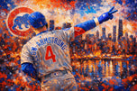 Pete Crow-Armstrong Chicago Cubs Skyline Wall Art Poster | Landscape