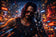 Cyberpunk Johnny Silverhand Night City Wall Art Poster | Landscape