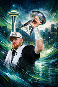 Sam Darnold Seattle Seahawks Superbowl Champ Wall Art Poster | Portrait