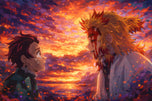 Rengoku x Tanjiro Demon Slayer Anime Wall Art Poster | Landscape