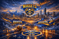 Denver Nuggets NBA Skyline Wall Art Poster | Landscape