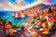 Dubrovnik Croatia Painting Style Wall Art Poster | Landscape