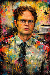 Dwight Schrute The Office Paint Splatter Wall Art Poster | Portrait