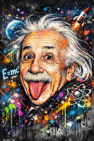 Albert Einstein Paint Splatter Wall Art Poster | Portrait