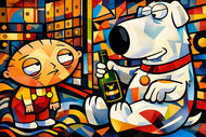 Family Guy Brian x Stewie Abstract Wall Art Poster | Landscape