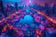 Futuristic Cyberpunk Central Park Wall Art Poster  | Landscape