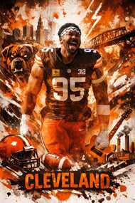 Myles Garrett Cleveland Browns NFL Wall Art Poster | Portrait