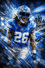 Jahmyr Gibbs Detroit Lions NFL Wall Art Poster | Portrait