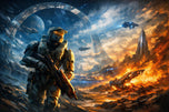 Halo 3 Master Chief Video Game Wall Art Poster | Landscape