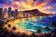 Honolulu Hawaii Vibrant Wall Art Poster | Landscape