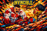 Omni Man x Mark Grayson Invincible Abstract Wall Art Poster | Landscape