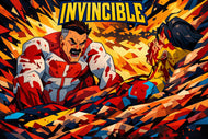 Omni Man x Mark Grayson Invincible Abstract Wall Art Poster | Landscape