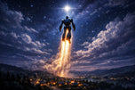 Iron Giant Ascent into Space Wall Art Poster | Landscape