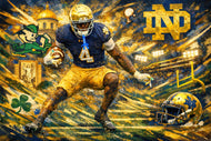Jeremiyah Love Notre Dame College Football Wall Art Poster | Landscape