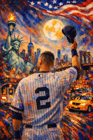 Derek Jeter New York Yankees NYC MLB Wall Art Poster | Portrait