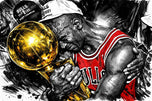 Michael Jordan Champion NBA Colored Ink Wall Art Poster | Landscape