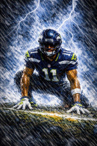Jaxon Smith-Njigba Seattle Seahawks NFL Storm Wall Art Poster | Portrait