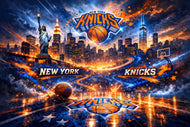 New York Knicks NBA Skyline Wall Art Poster | Landscape