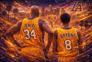 Kobe Bryant x Shaquille O'Neal Los Angeles Lakers NBA Wall Art Poster | Landscape