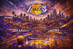 Los Angeles Lakers NBA Skyline Wall Art Poster | Landscape